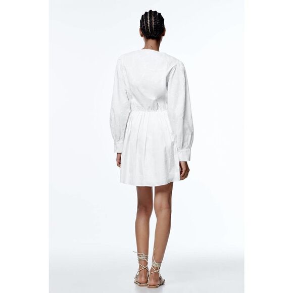 ZARA EMBROIDERED FLORAL DRESS WHITE NEW - Picture 7 of 8